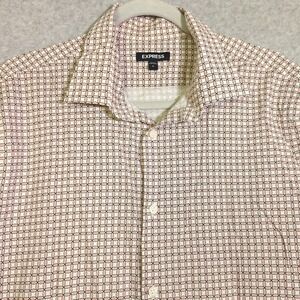 Express Men's Short Sleeve Button Down Retro Geometric Print‎ Shirt XL